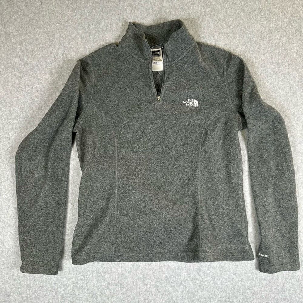 The North Face Womens Size Medium Quarter Zip Pullover Jacket Gray Long Sleeve